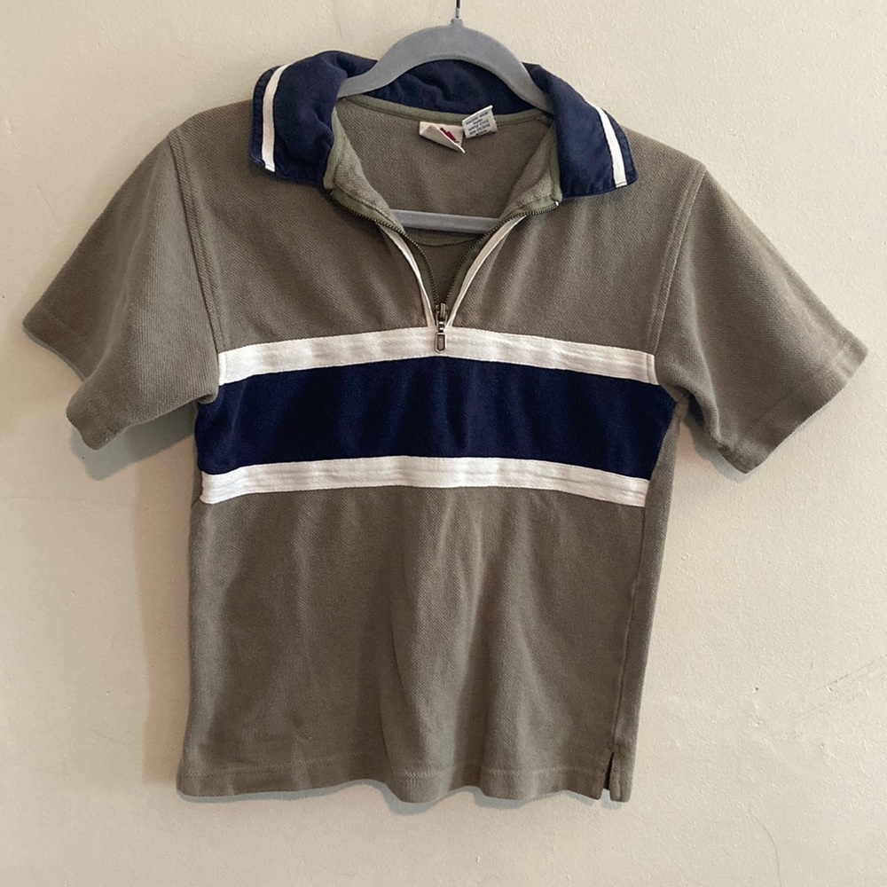 Vintage 90s 1/4 zip short sleeve polo chest stripe New Legends women’s xs